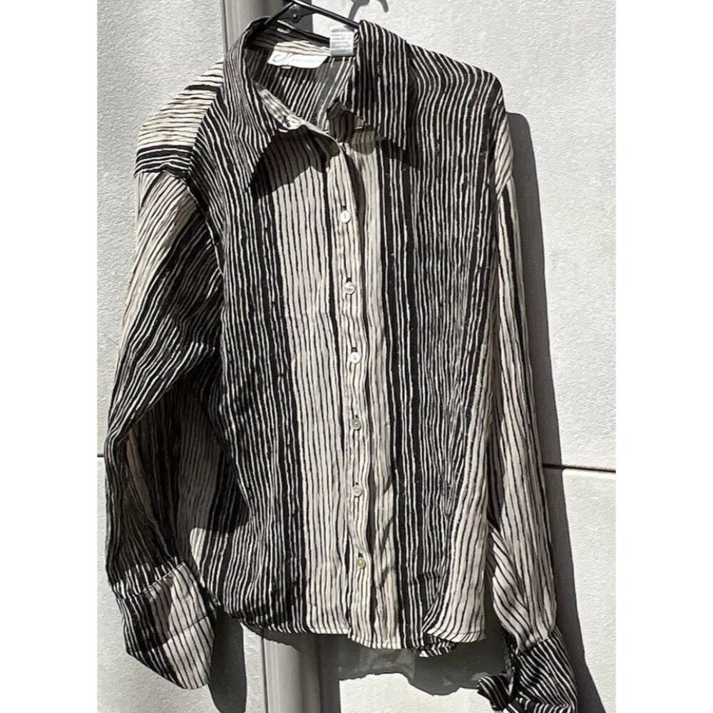 Vintage Dressbarn Women’s Size M Medium Shirt Top Blouse Black Brown Western